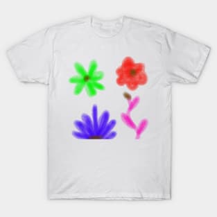 Blue pink orange watercolor floral art T-Shirt